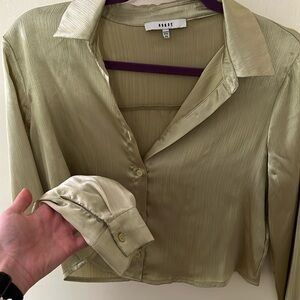 Light green crop button up shirt